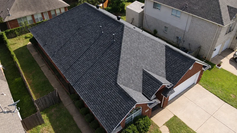 Completed LUREON Onyx Black roof replacement in Euless, Texas